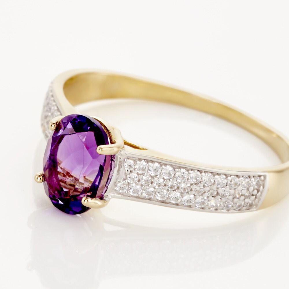Bague Solitaire Crista Or Jauneamethyste Et Oxyde - Bagues pierres fines Femme | Marc Orian