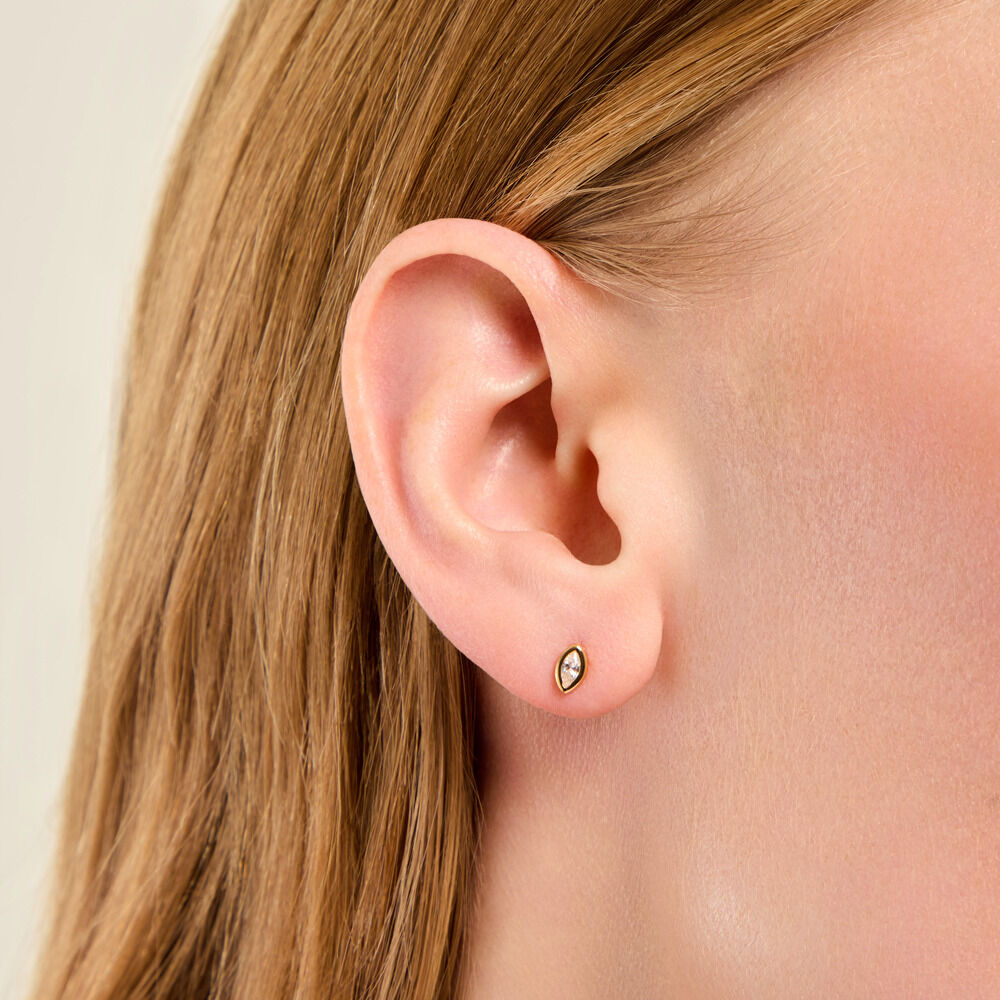 Boucles D'Oreilles Puces Steffie Plaqu&eacute; Or Jaune Oxyde De Zirconium - Puces Femme | Marc Orian