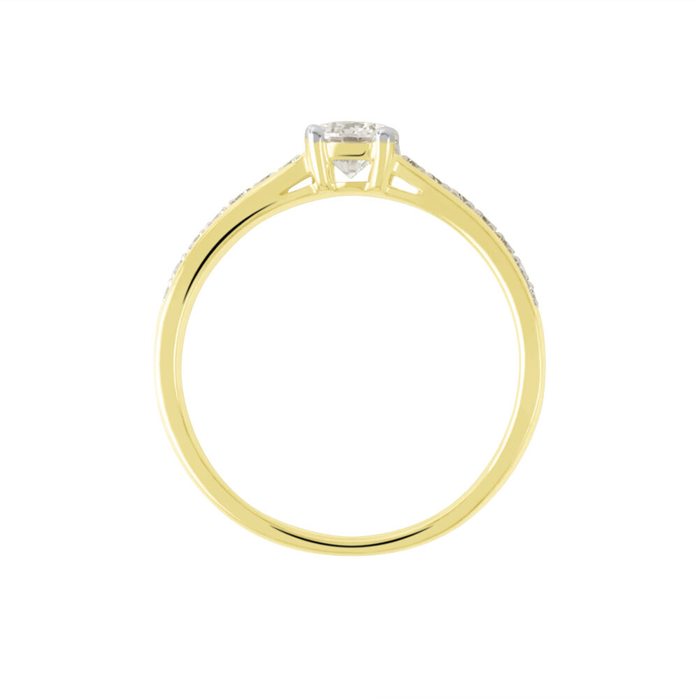 Bague Solitaire Accompagn&eacute; Aramis Or Jaune Diamant Synth&eacute;tique - Parures de mariage Femme | Marc Orian