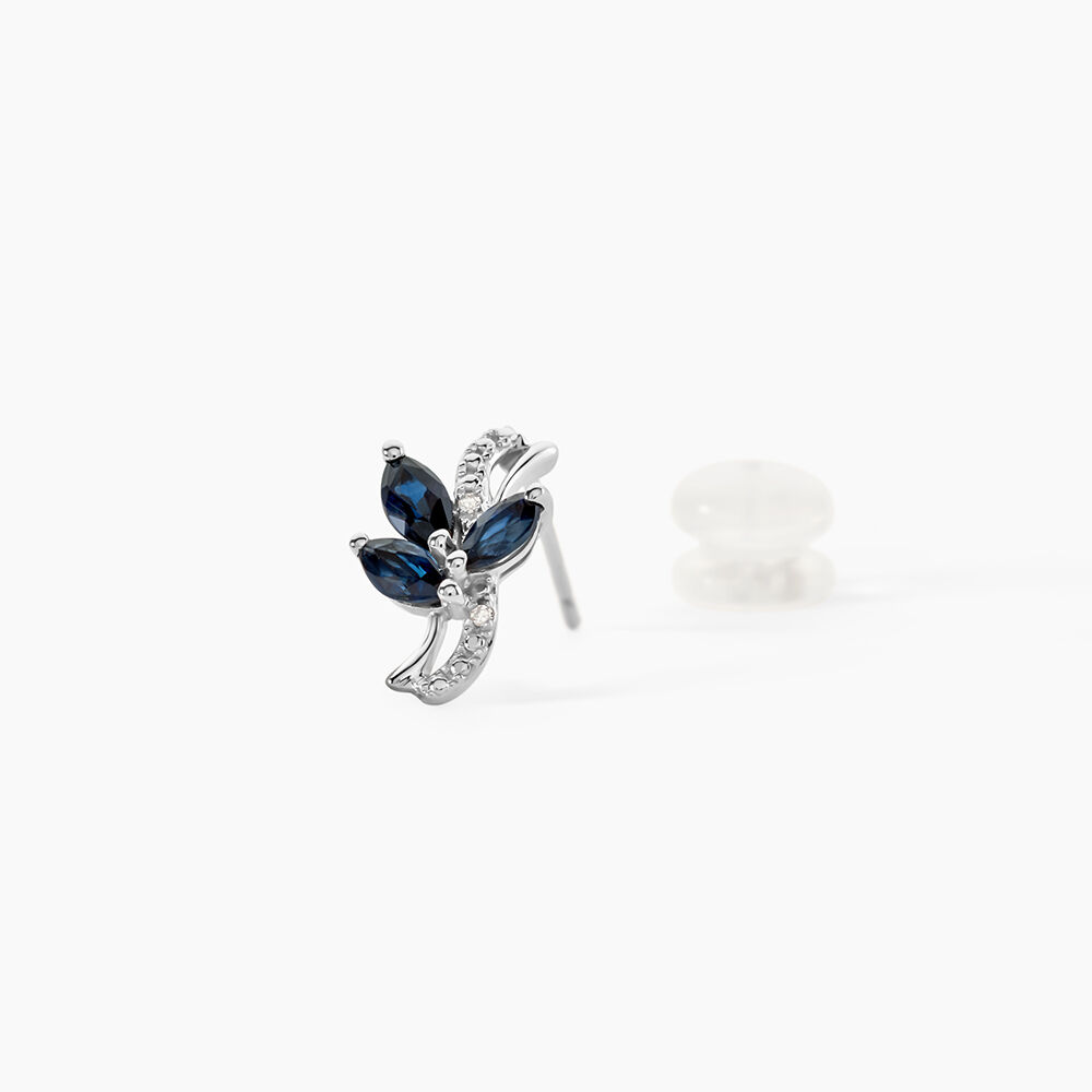 Boucles D'oreilles Puces Angie Or Blanc Saphir Et Diamant - Puces Femme | Marc Orian