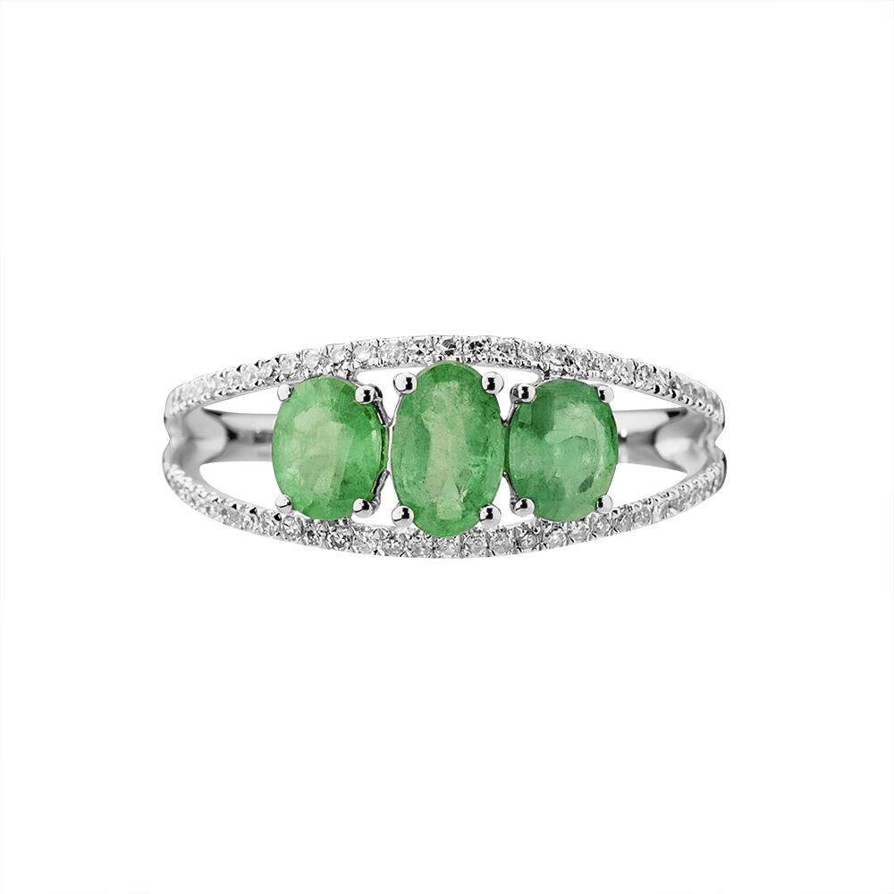 Bague Madeline Or Blanc Emeraude Diamant - Bagues vintage Femme | Marc Orian