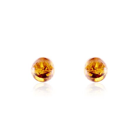 Boucles D'oreilles Puces Argent Blanc Brunhilld Ambre - Puces Femme | Marc Orian