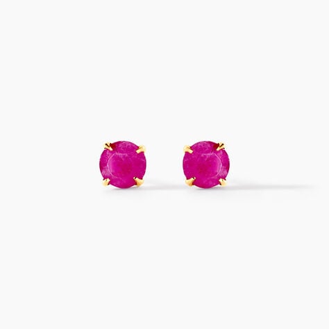 Boucles D'oreilles Puces Elea Serti Griffe Or Jaune Rubis - Puces Femme | Marc Orian