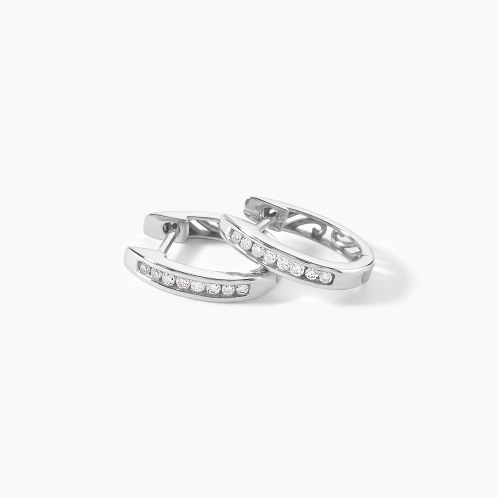 Cr&eacute;oles Aaren Rondes Or Blanc Diamant - Boucles d'oreilles mariage Femme | Marc Orian