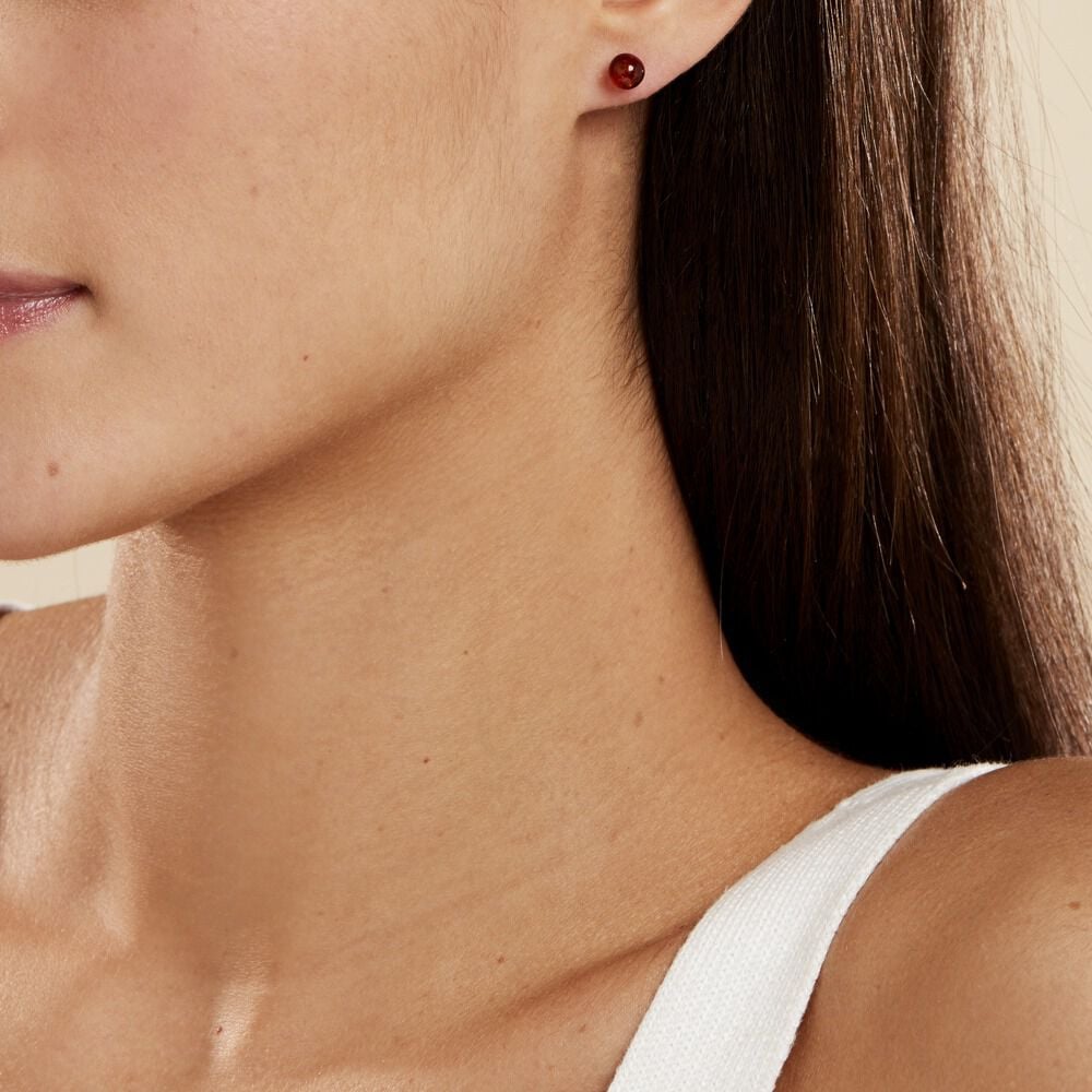 Boucles D'oreilles Puces Brunhild Argent Blanc Ambre - Puces Femme | Marc Orian
