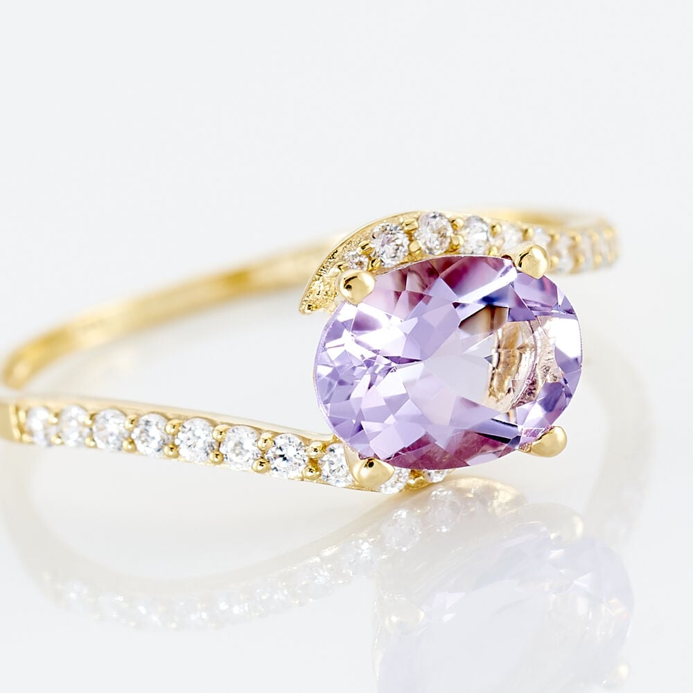 Bague Loriane Or Jaune Amethyste Et Oxyde De Zirconium - Bagues pierres fines Femme | Marc Orian