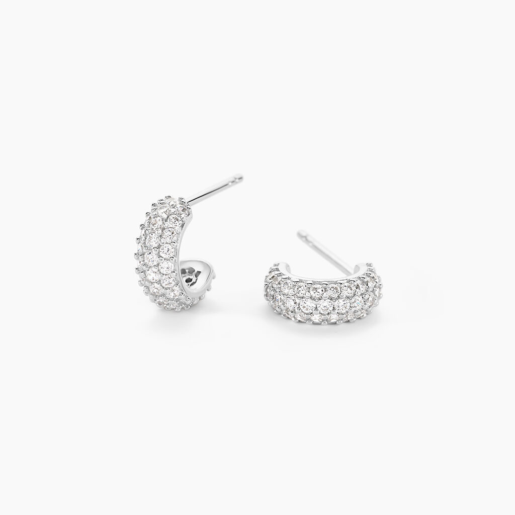 Cr&eacute;oles Palome Argent Blanc Oxyde De Zirconium - Cr&eacute;oles Femme | Marc Orian