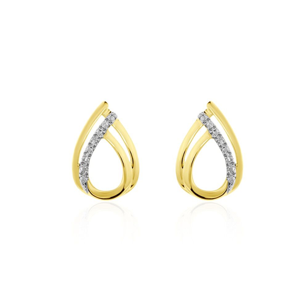 Boucles D'oreilles Puces Marilynn Or Bicolore Diamant Blanc -  Femme | Marc Orian