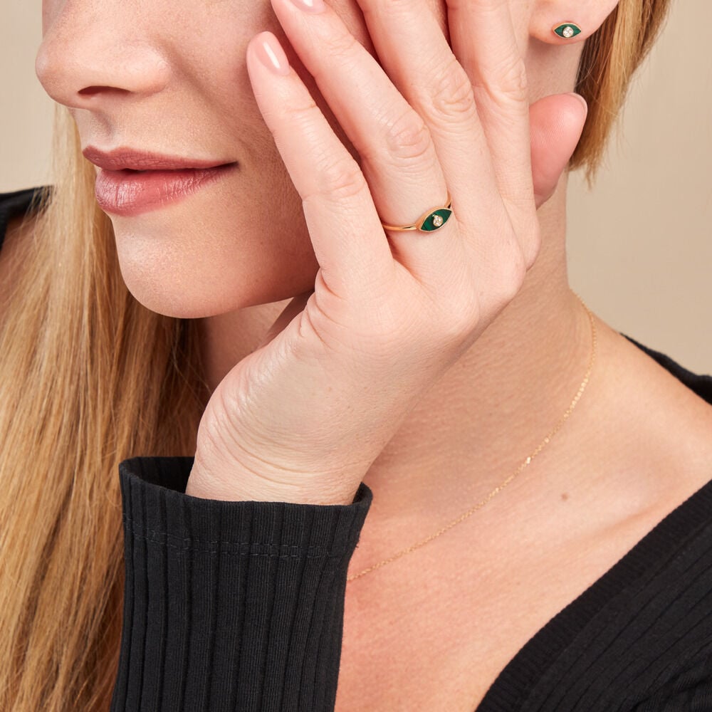 Bague Matiasma Or Jaune Malachite Diamant - Bagues avec pierre Femme | Marc Orian