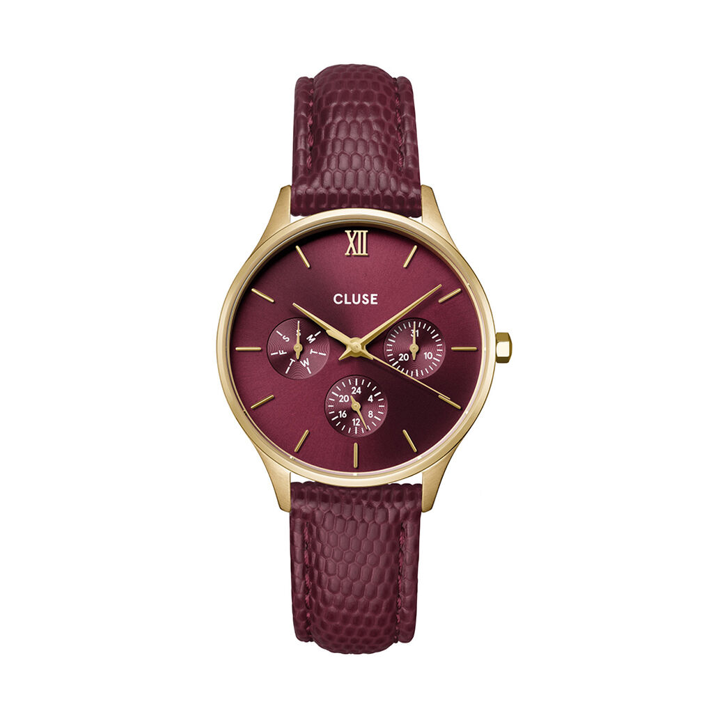 Montre Cluse Minuit Multifonction Cerise - Montres &eacute;tanches Femme | Marc Orian
