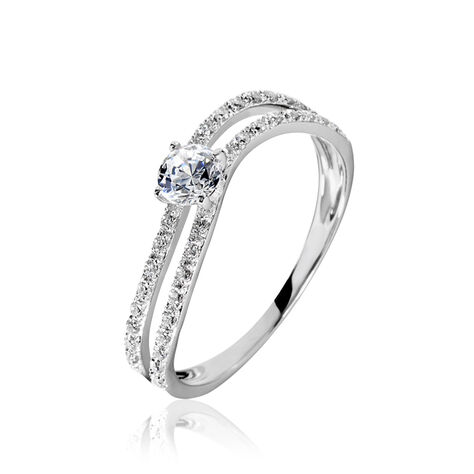 Bague Vrille Double Or Blanc Oxyde De Zirconium - Bagues Solitaire Femme | Marc Orian
