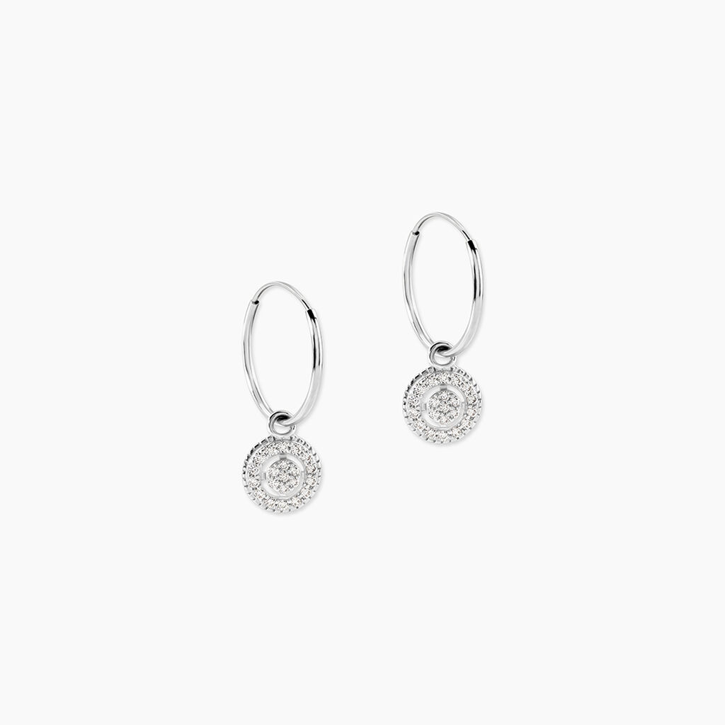 Cr&eacute;oles Lulu Or Blanc Oxyde - Boucles d'oreilles pampille Femme | Marc Orian