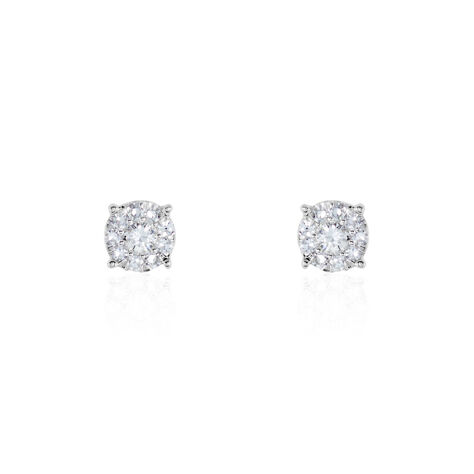 Boucles D'oreilles Puces Grace Or Blanc Diamant - Clous d'oreilles Femme | Marc Orian
