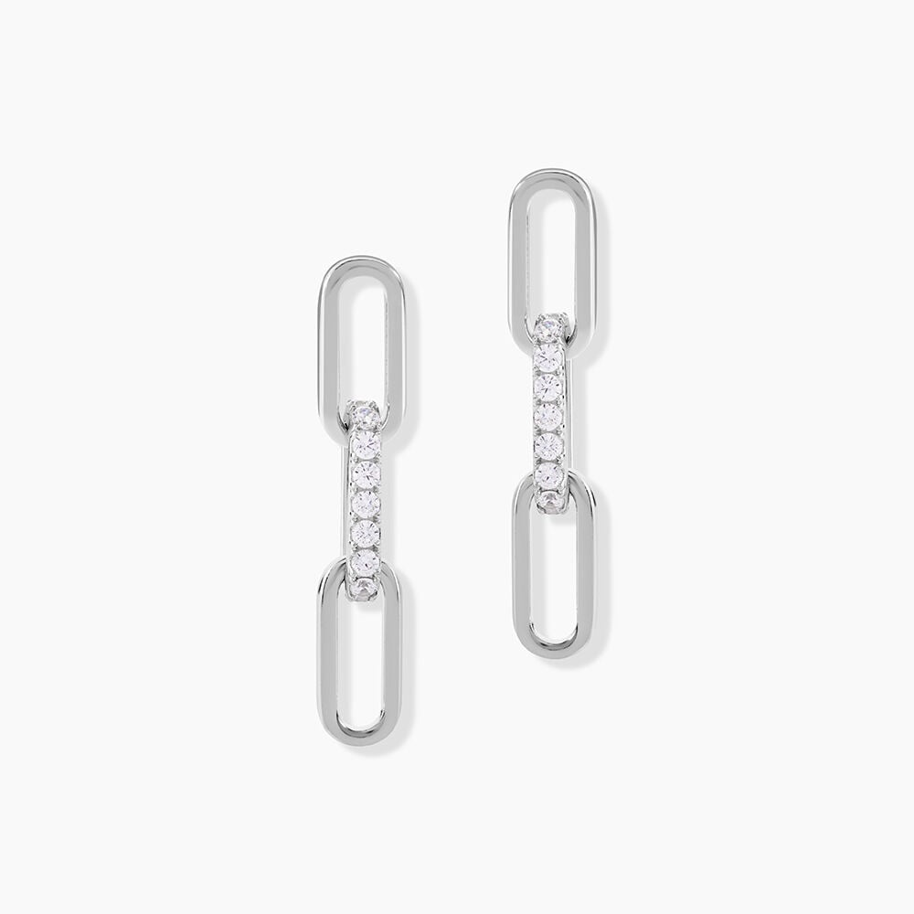 Boucles D'Oreilles Pendantes Madame Argent Blanc Oxyde De Zirconium - Pendantes Femme | Marc Orian