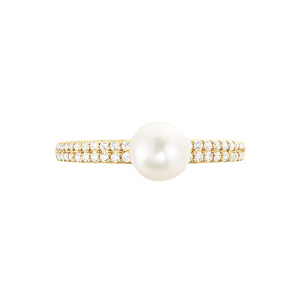 Bague Maria-francoise Or Jaune Perle De Culture Et Oxyde De Zirconium - Bagues vintage Femme | Marc Orian
