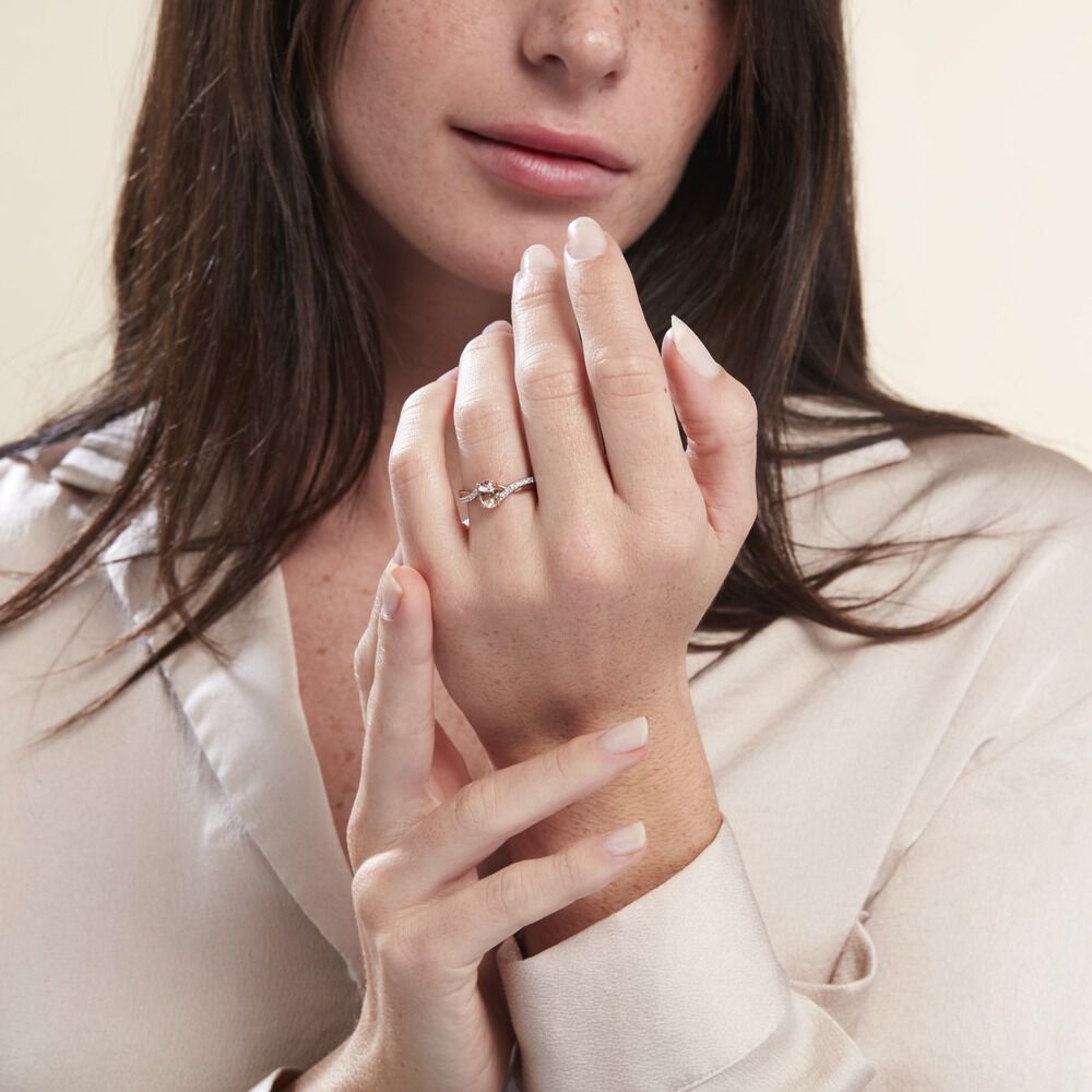 Bague Solitaire Or Rose Lisbet Morganite - Bagues pierres fines Femme | Marc Orian
