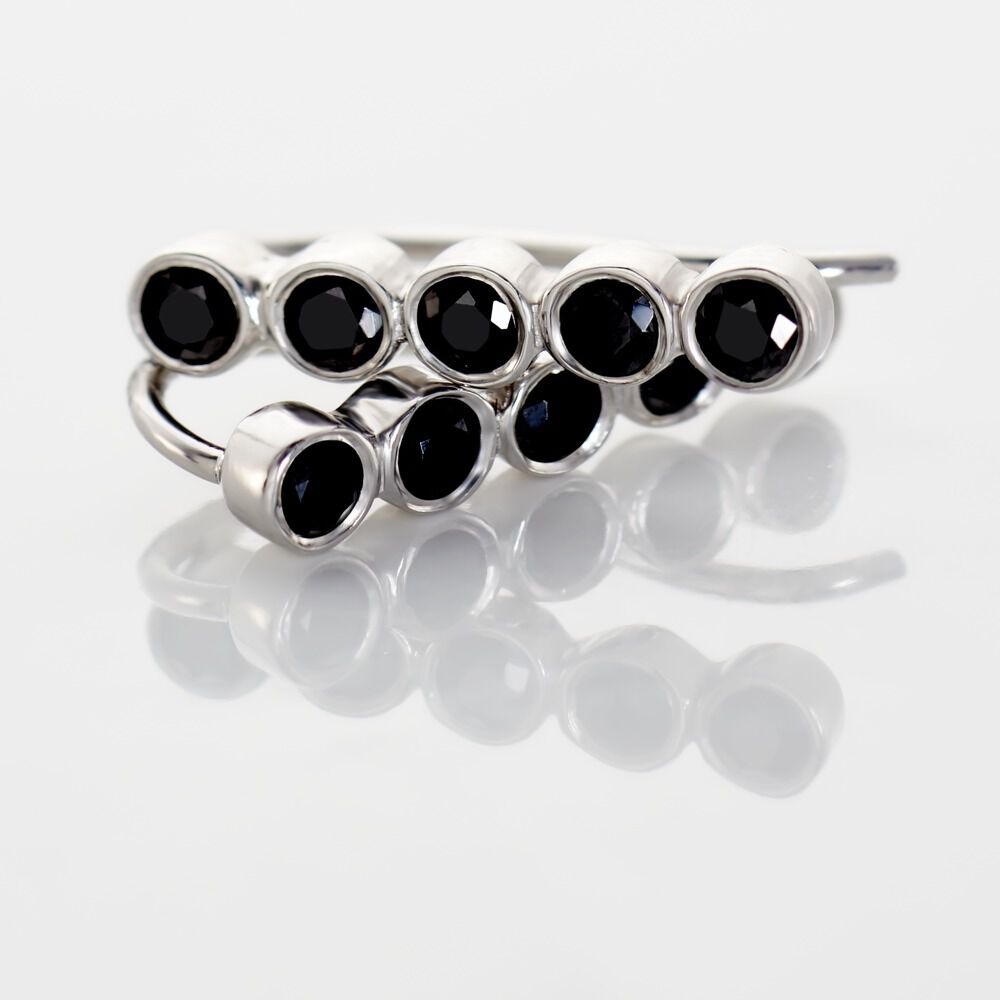 Boucles D'oreilles Grimpantes Perig Argent Oxyde - Piercings d'oreilles Femme | Marc Orian