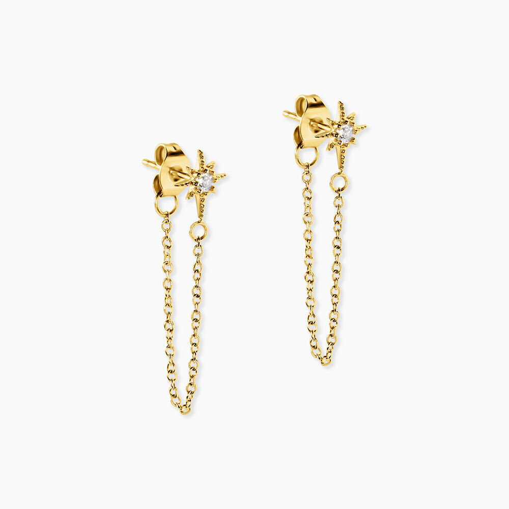 Boucles D'oreilles Pendantes Acier Dor&eacute; Oxyde De Zirconium - Pendantes Femme | Marc Orian