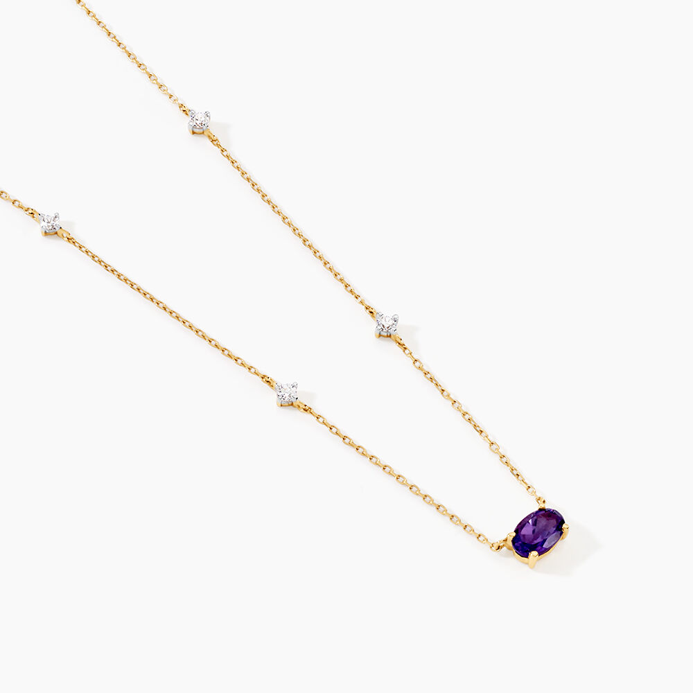 Collier Ayomide Or Jaune Améthyste Oxyde De Zirconium - Colliers avec pierres Femme | Marc Orian