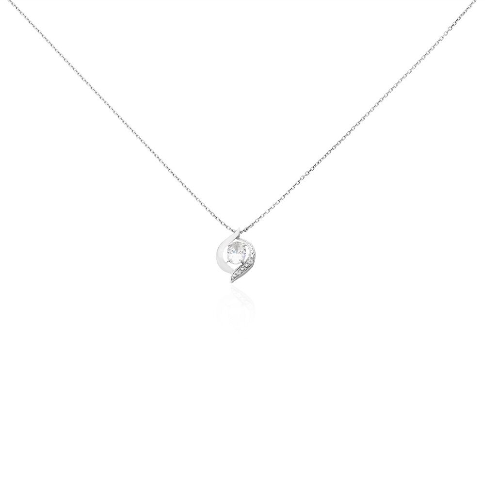 Collier Or Blanc Lydia Oxydes De Zirconium - Colliers avec pierres Femme | Marc Orian