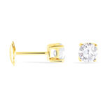 Boucles D'oreilles Puces 4 Griffes Or Jaune Diamant Synthetique - Puces Femme | Marc Orian
