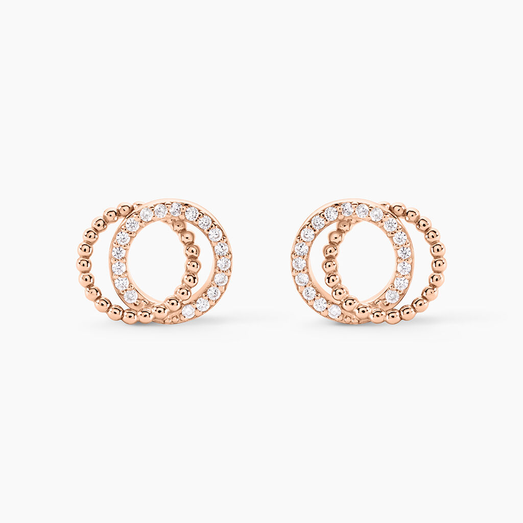 Boucles D'oreilles Puces Janne Argent Rose Oxyde De Zirconium - Puces Femme | Marc Orian