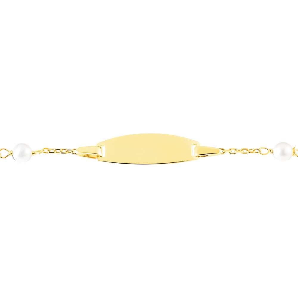 Bracelet Identité Gaspardine Maille Forçat Or Jaune Perle De Culture - Gourmettes Enfant | Marc Orian