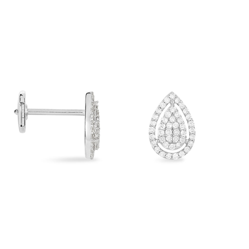 Boucles D'oreilles Puces Izia Or Blanc Diamant - Boucles d'oreilles pierres précieuses Femme | Marc Orian
