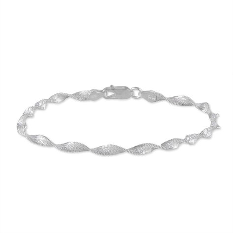 Bracelet Ciana Torsade Diamante Argent Blanc - Bracelets mailles Femme | Marc Orian