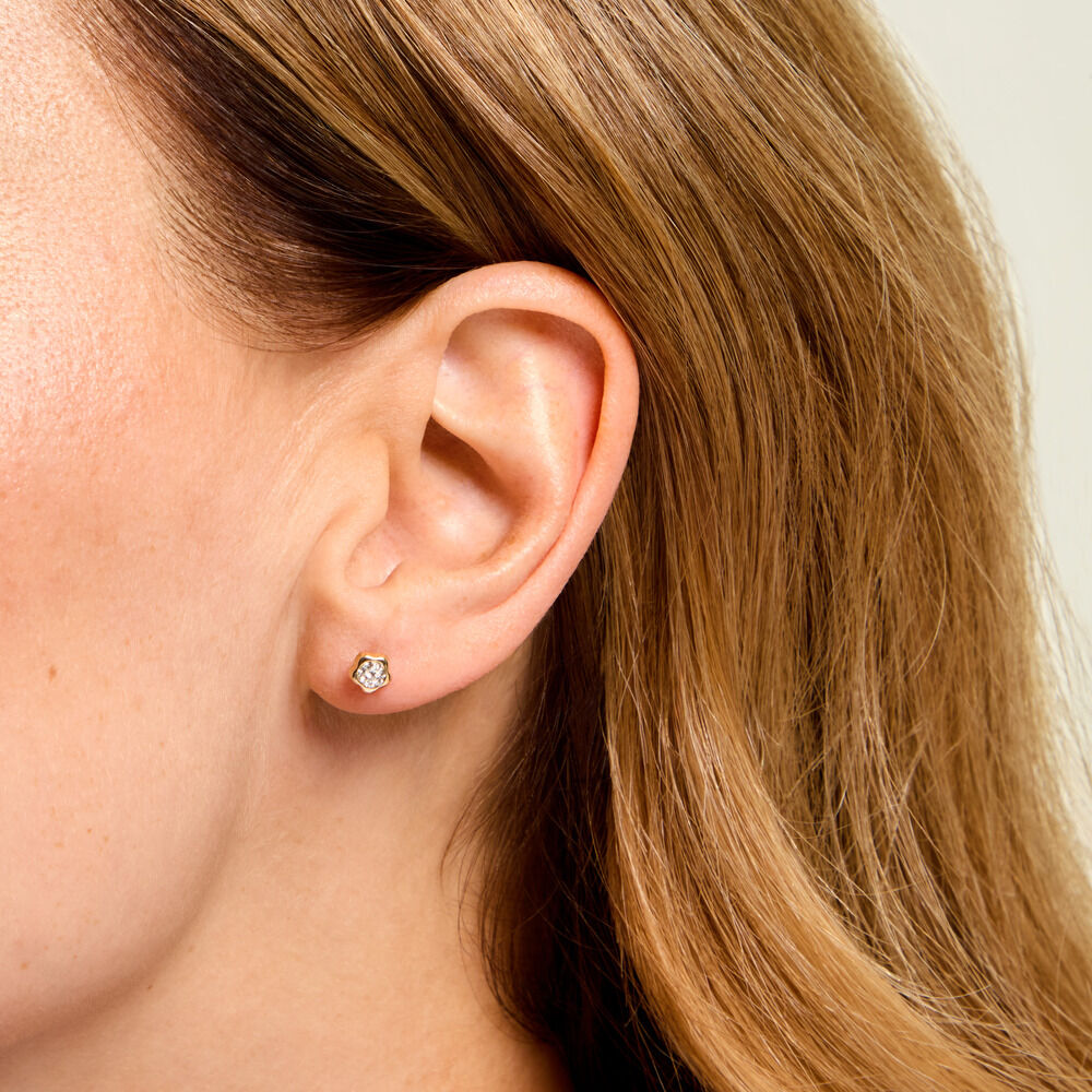 Boucles D'Oreilles Puces Barbro Or Jaune Cristal - Puces Femme | Marc Orian