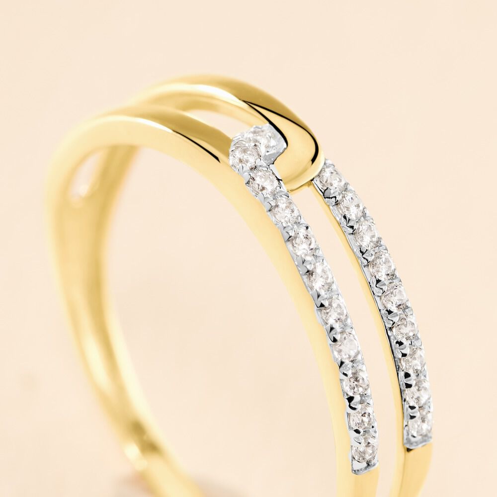 Bague Graphic Lines Or Jaune Oxyde De Zirconium - Bagues avec pierre Femme | Marc Orian