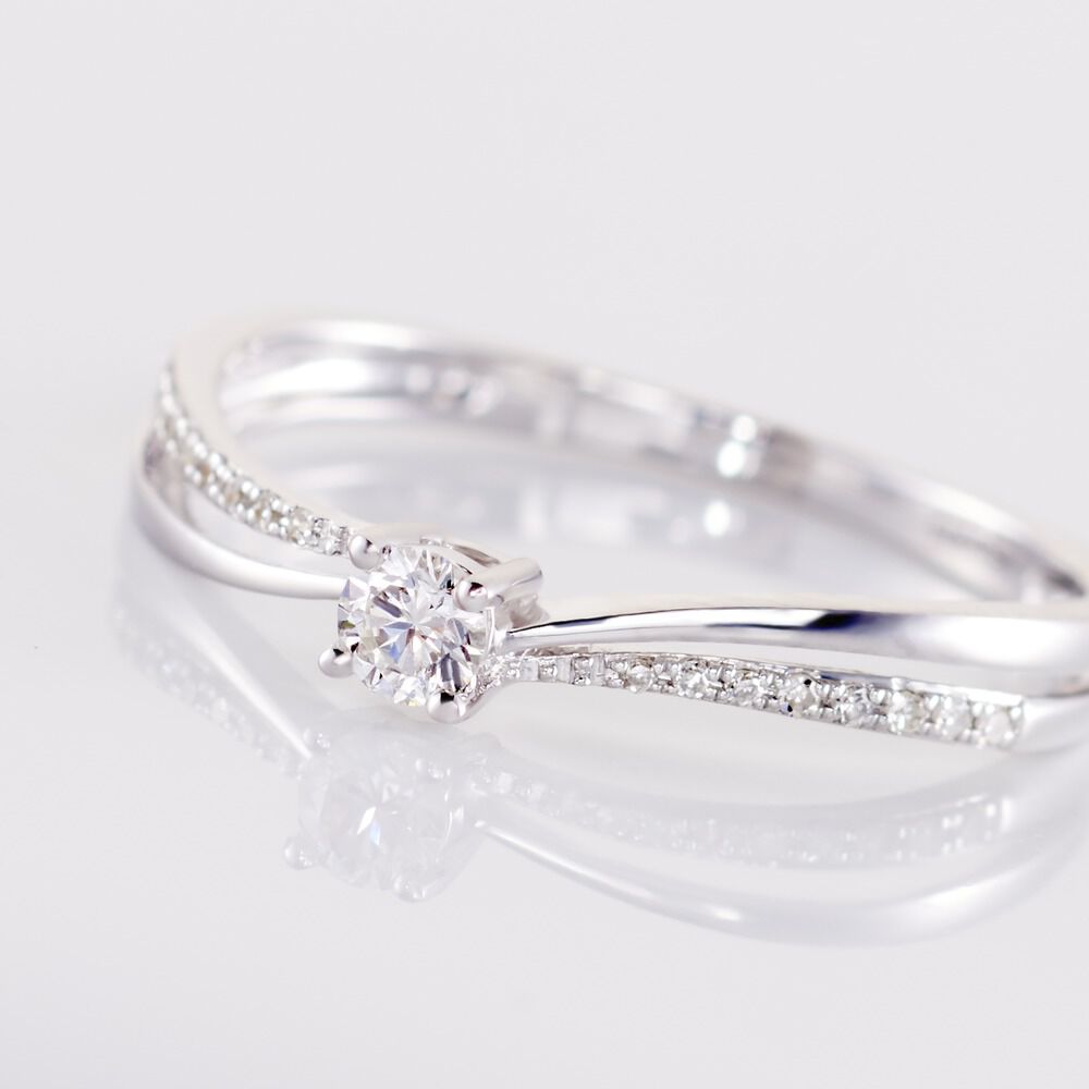 Bague Solitaire Asia Or Blanc Diamant - Parures de mariage Femme | Marc Orian