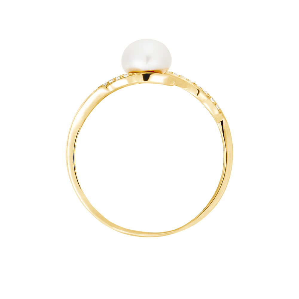 Bague Antoinette Or Jaune Perle De Culture Et Oxyde De Zirconium - Bagues de promesse Femme | Marc Orian