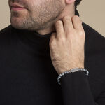 Bracelet Philo Acier Blanc Obsidienne Pierre De Lave - Bracelets cha&icirc;nes Homme | Marc Orian