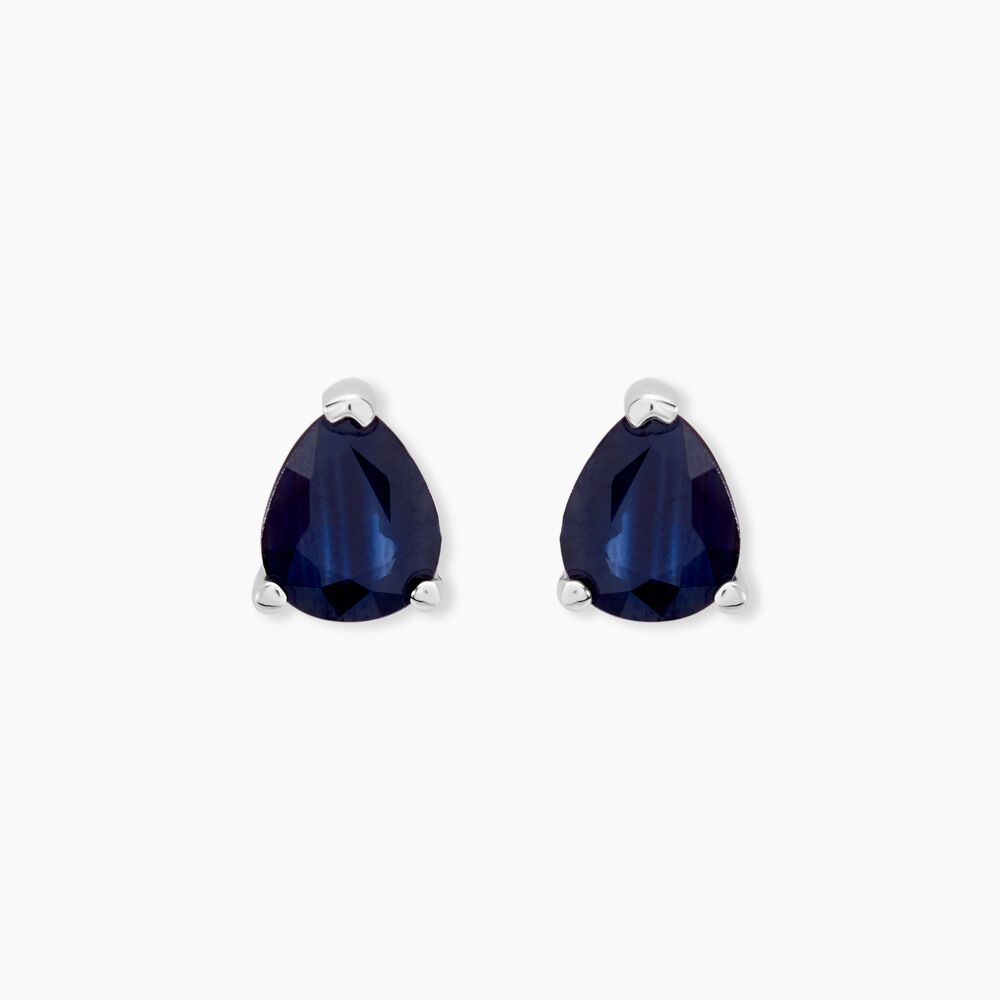 Boucles D'oreilles Puces Or Blanc Isador Saphir - Puces Femme | Marc Orian