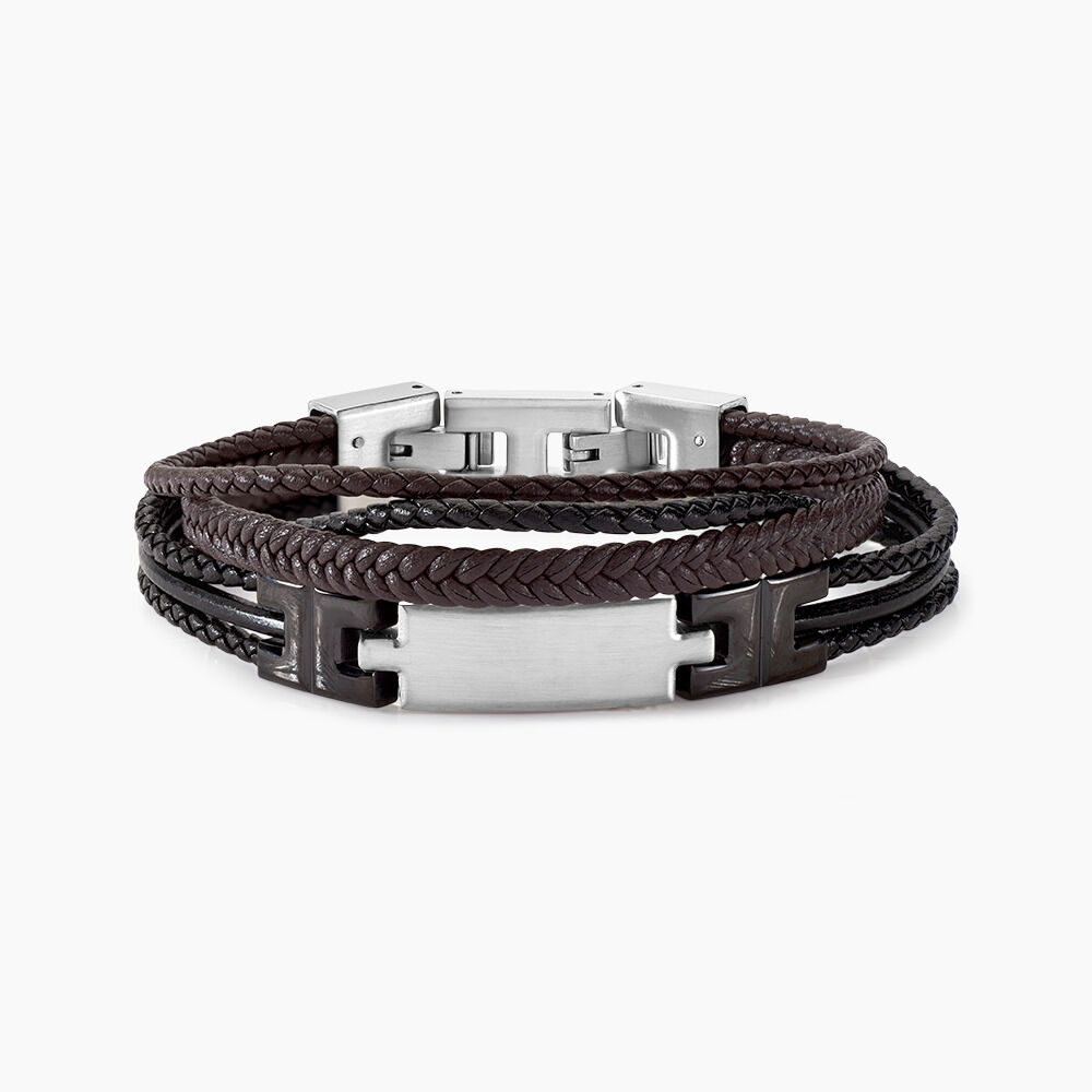 Bracelet Jourdan Thasos Cuir Noir Et Marron - Bracelets cuir Homme | Marc Orian