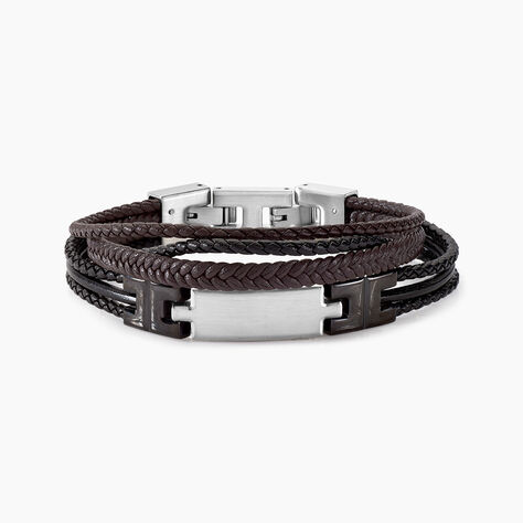 Bracelet Jourdan Thasos Cuir Noir Et Marron - Bracelets cuir Homme | Marc Orian