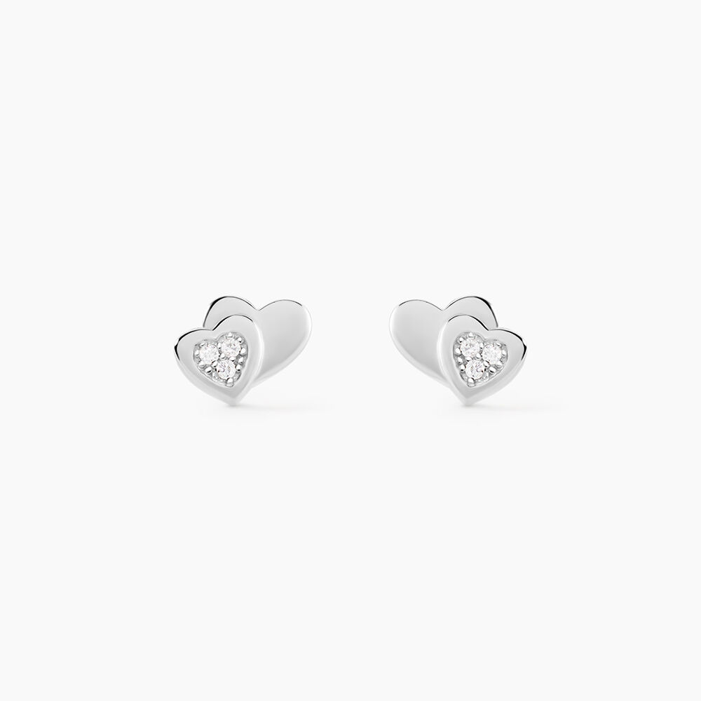 Boucles D'oreilles Puces Argent Blanc Dounyo Oxydes De Zirconium - Puces Femme | Marc Orian