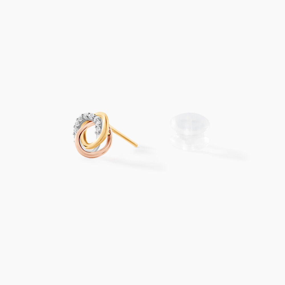 Boucles D'oreilles Puces Amaiur Or Tricolore Oxydes De Zirconium - Puces Femme | Marc Orian