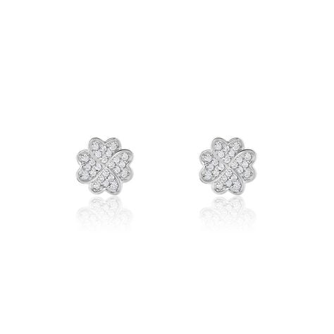 Boucles D'oreilles Puces Ottilie Argent Blanc Oxyde De Zirconium - Puces Femme | Marc Orian