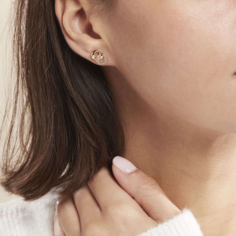 Boucles D'oreilles Puces Plaqué Or Jaune Amato Oxydes De Zirconium - Puces Femme | Marc Orian