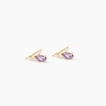 Boucles D'Oreilles Pendantes Celeste Or Jaune Am&eacute;thyste - Pendantes Femme | Marc Orian