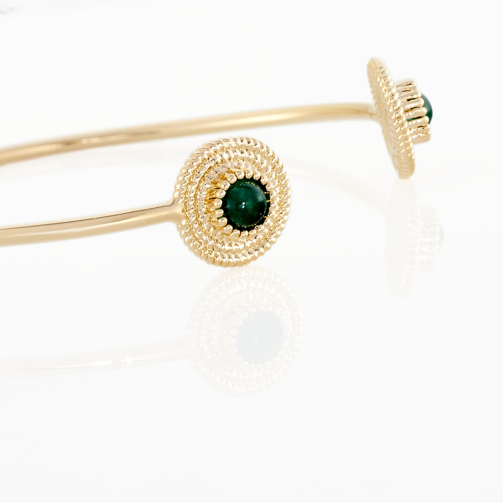 Jonc Plaqué Or Ilia Ouvert Rondes Pierres Vertes - Bracelets joncs Femme | Marc Orian