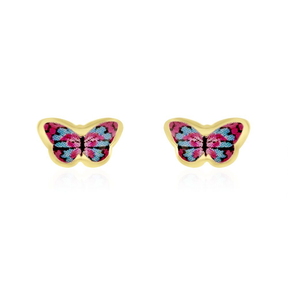 Boucles D'oreilles Puces Aurida Papillon Or Jaune - Puces Enfant | Marc Orian
