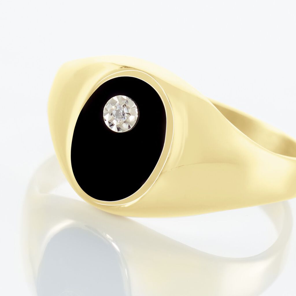 Chevalière Or Jaune Onyx Diamant - Chevalières Famille | Marc Orian