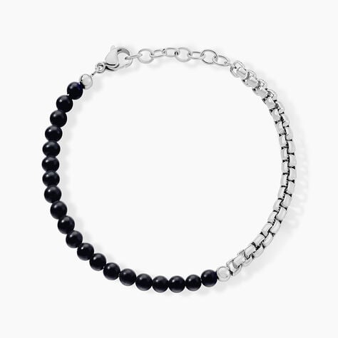 Bracelet Acier Blanc Christiano Onyx - Bracelets cha&icirc;nes Homme | Marc Orian