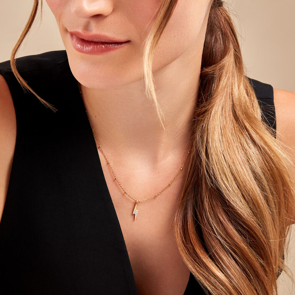Collier Aurore Acier Doré éclair Cristal - Colliers avec pierres Femme | Marc Orian