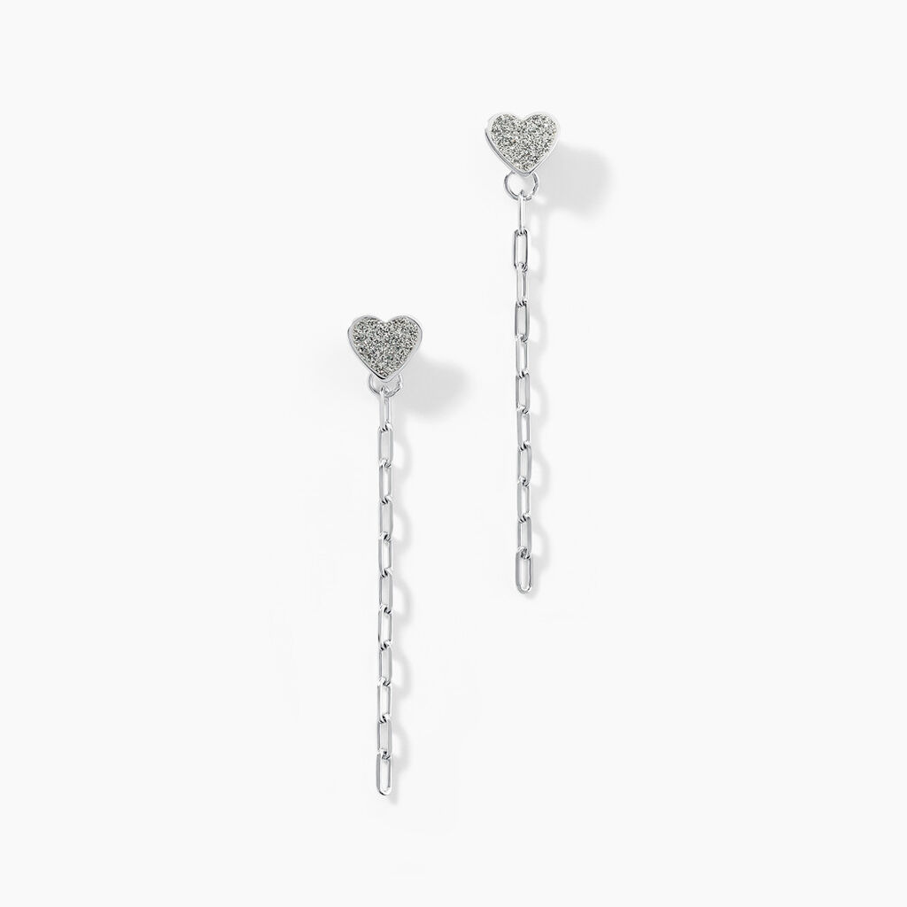 Boucles D'oreilles Pendantes Etincelante Argent Blanc - Pendantes Femme | Marc Orian