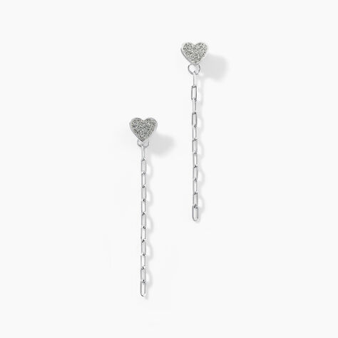 Boucles D'oreilles Pendantes Etincelante Argent Blanc - Pendantes Femme | Marc Orian