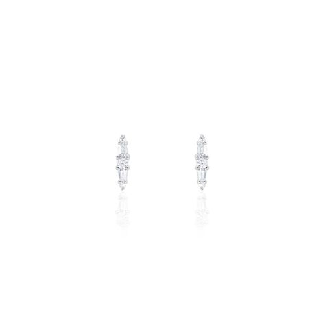 Boucles D'oreilles Puces Adriaan Argent Blanc Oxyde De Zirconium - Puces Femme | Marc Orian